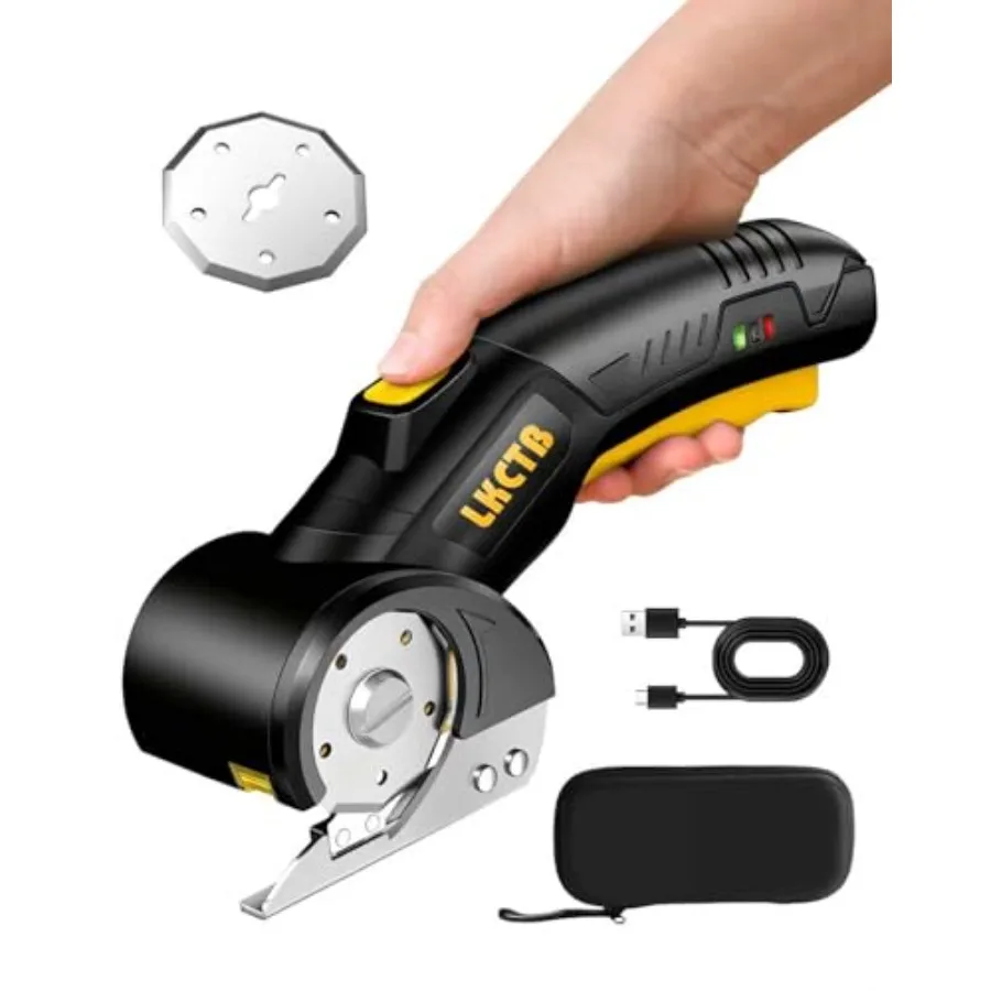 

Electric Cardboard Cutter Scissors with LED Light 3000mAh Rechargeable Battery Brushless Motor Tungsten Steel Blade Cuts Cloth
