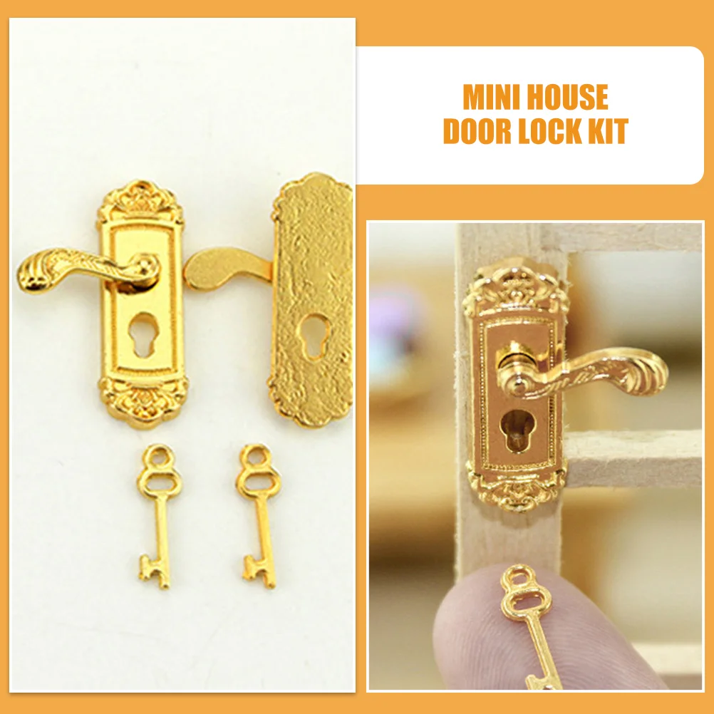 2 Sets Toy Room Dollhouse Accessories Tiny Zinc Alloy Miniature Locks with Keys