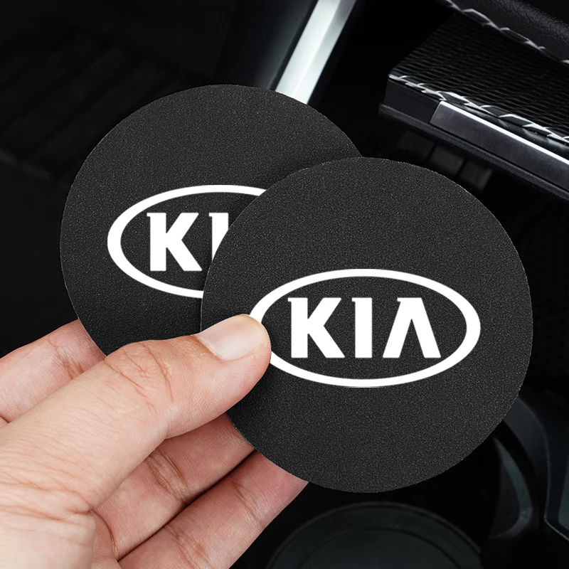 2 قطعة سيارة كوب ماء زجاجة حامل المضادة للانزلاق حصيرة وسادة الجلد المدبوغ لكيا سبورتاج Seltos كرنفال سورينتو Ceed ريو بوريغو فورتي K3 K5