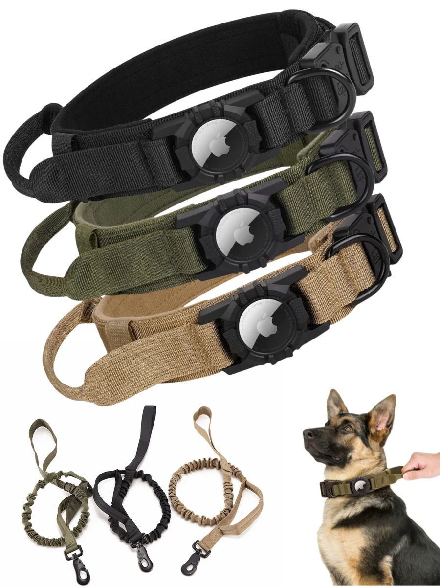 Einstellbare Nylon AirTag Halter Hundehalsband Metall Schnalle Haustier Taktische Halsband Hund Zubehör Anti Letzte und Haustier Hunde Tracing Sicher – Detail 8