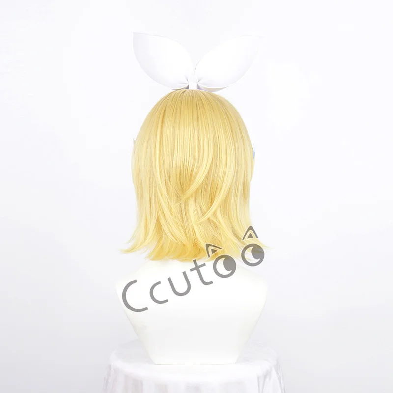 Rin / Len Short Blonde Heat Resistant Synthetic Hair Cosplay Wig + Headwear + Wig Cap