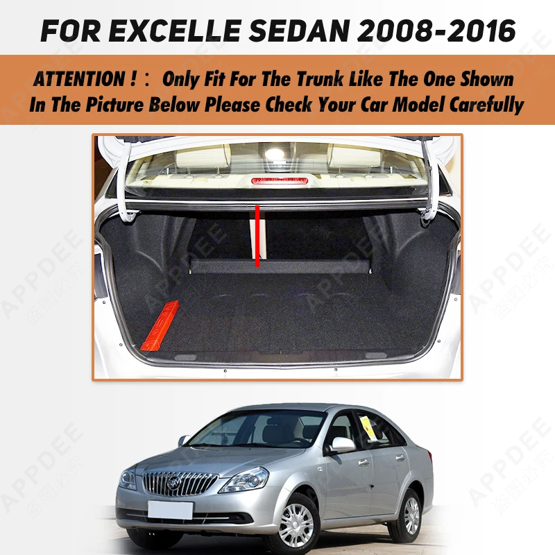 Full Coverage Trunk Mat For Buick Excelle sedan 2008-2016 15 14 13 12 11 10 09 Car Boot Cover Pad Interior Protector Accessories