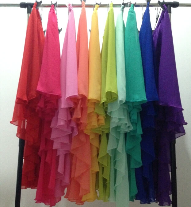 2024 Summer women\'s fashion Rainbow color irregular skirts,candy color ruffles chiffon skirts,sexy skirts