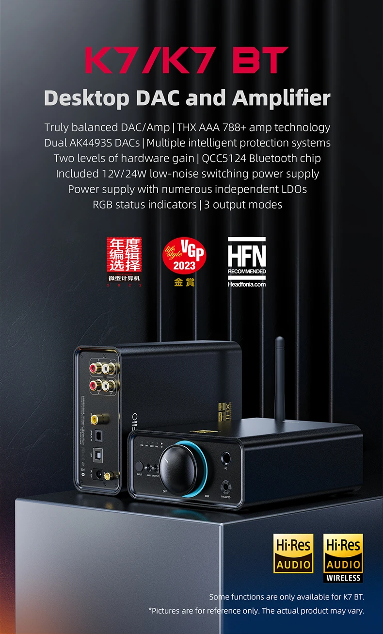 Fiio k7 k7bt hi-res áudio de alta fidelidade desktop dac