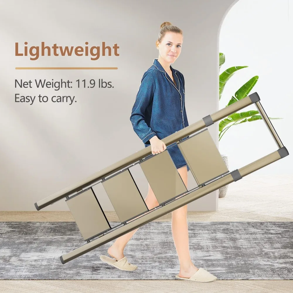 

Folding Step Ladder with Anti-Slip Wide Pedal, Gold-Tone Aluminum, Lightweight and Portable, Handgrip Included, Space-Saving Des