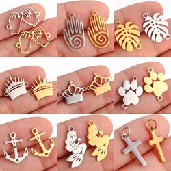 5Pcs/Lot Stainless Steel Jewellry Connector Charms Eelephant/Hand/Sun Charms Pendants for DIY Necklace Bracelet Jewelry Making
