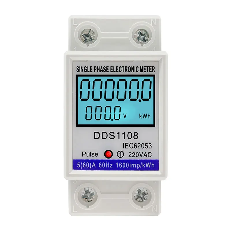 kWh Voltage Current Power Consumption Counter Electric Wattmeter 220V Din Rail Single Phase LCD Digital Energy Meter