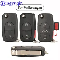 Jingyuqin 2/3/4Buttons Car Switchblade Key Flip Key Shell For VW Passat Beelte Golf VOLKSWAGEN Seat Skoda Key Case Fob