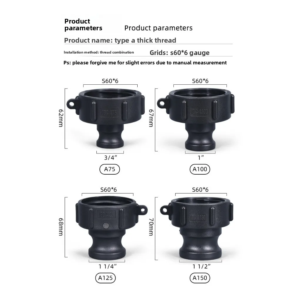 With Plastic Camlock Combination Pack Valve Connector High-Quality Polypropylene Tank Adapter