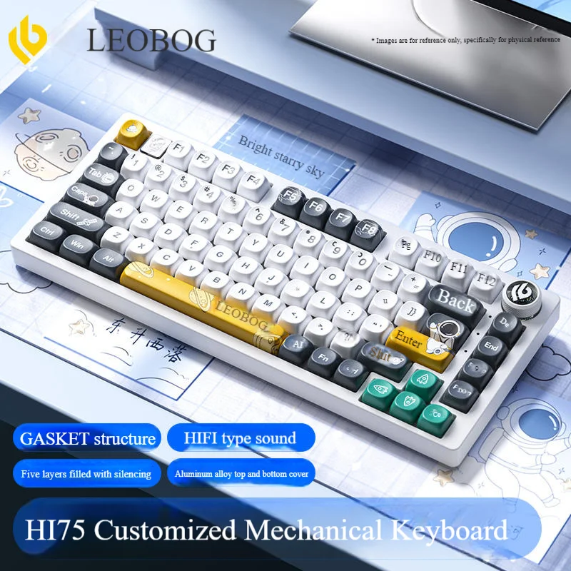 LEOBOG HI75 Wired Mechanical Keyboard Kit Aluminium Alloy Custom RGB Backlit Hot Swappable HIFI Sound Gaming Keyboard