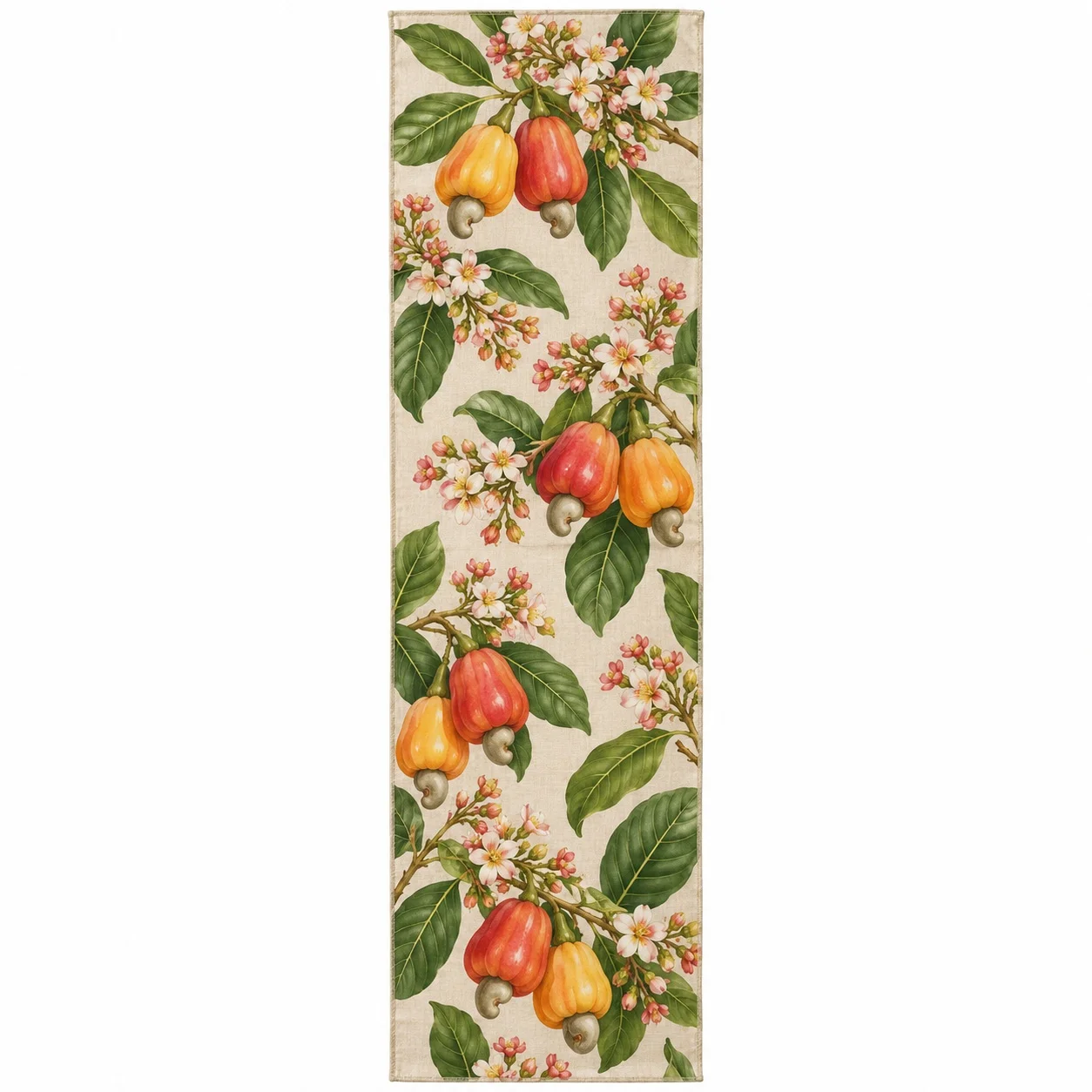 Cashew Blossom Table Runner Tropical Fruit Floral Table Flag Rustic Farmhouse Dining Decor Party Home Kitchen Decoration