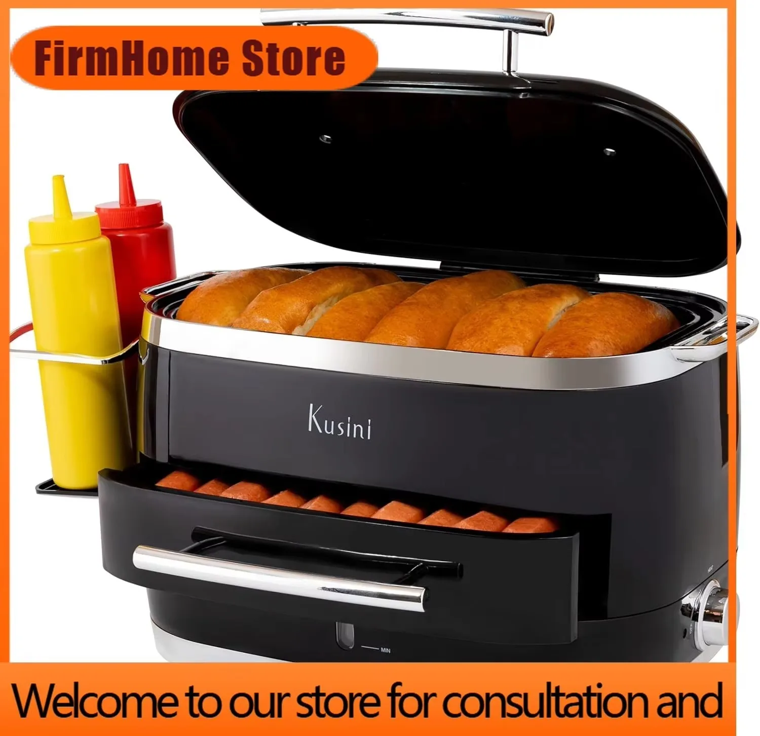 FirmHome StoreHot Dog Steamer Machine With Bun Warmer, 24 Hot Dog & 12 Buns - Electric Food Steamer For Cooking Vegetables, Fish
