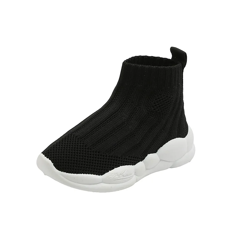 Kids Shoes Solid Knitted Sneakers Boys Girls Slip on High Top Casual Shoes Toddler Baby Breathable Tennis Shoes Tenis De Mujer