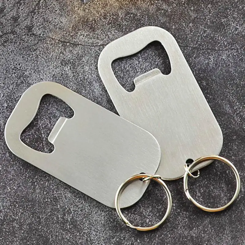 Silver Stainless Steel Bottle Opener Baptism Gift Wedding Party Guest Gift Keychain Can Be Carved for Restaurants Kitchen bars