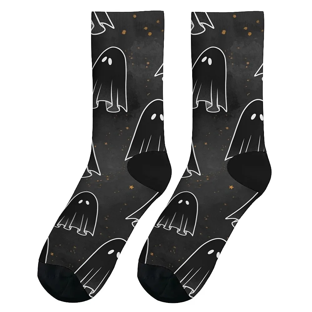 

Cute ghost art print Versatilemen's novelty midtube socks fashionable and cute versatile style breathable and warm perfect gift
