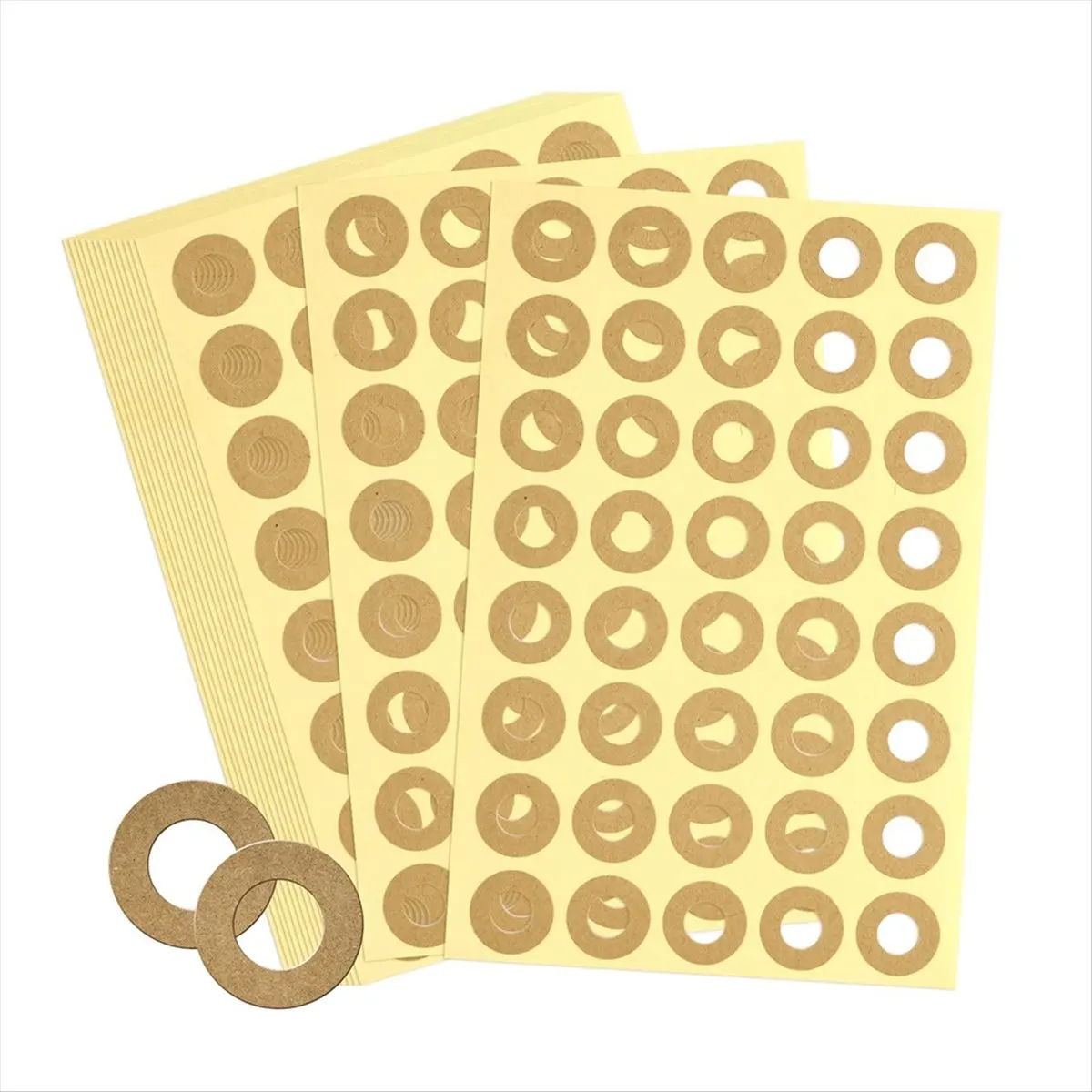 A45I 4000pcs Hole Punch Reinforcement Stickers, Self-Adhesive 1/4 Inch Diameter Loose-Leaf Binder Paper Hole Protectors Brown