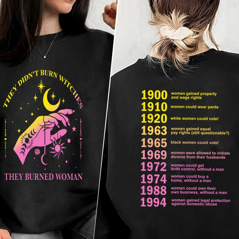 

They Didn't Burn Witches Hoodies Witchy Feminist Sweatshirt Pullover Long Sleeve Women's Rights Crewneck Sweatshirt Hoodies