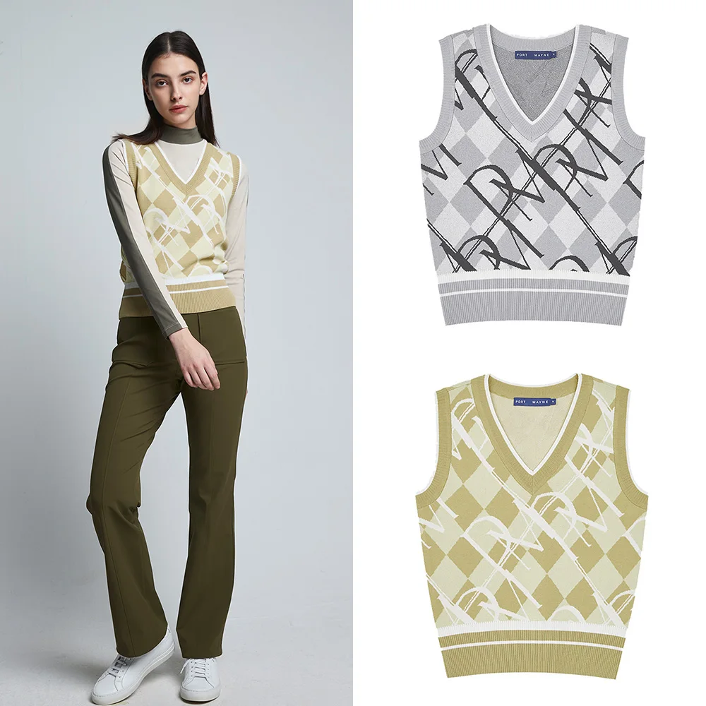 Exquisite and Trendy Sports V-neck Women's Knitted Vest Luxury Brand Unique Design Comfortable Warm for Golf