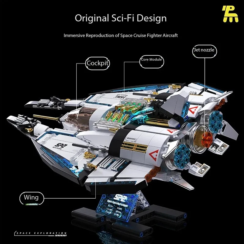 Blocs de construction à petites particules, série d'exploration spatiale, Cruiser spatial, modèle d'assemblage, briques, jouet créatif, cadeaux, ornements, 739 pièces