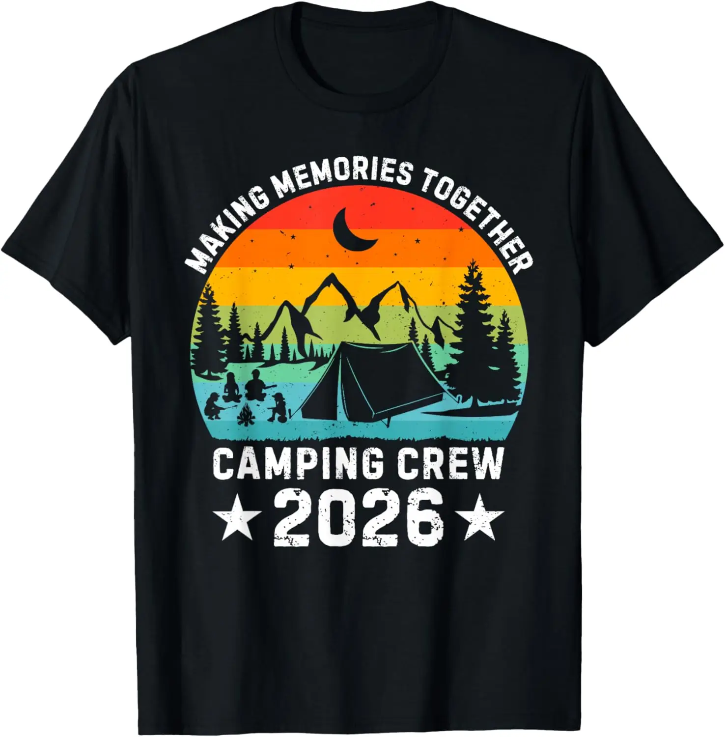 Family Crew 2026 Tees Outdoor Camping Group Matching T-Shirt 100% Cotton Trendy Y2K Short-Sleeve Tee-Soft, Quick-Drying,