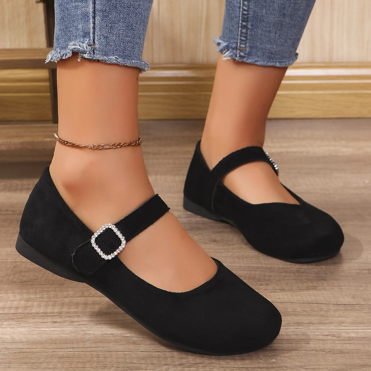 Women Round Toe Shoes Large Size Solid Color Knitted Shoes Casual Breathable Ballet Flats Black Women Loafers Zapatos De Mujer