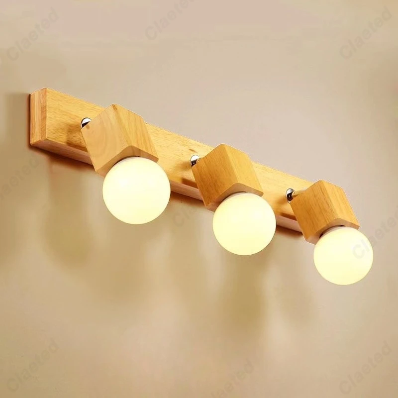 European-style Modern Simple LED Wooden Wall Lamp Living Room Corridor Porch Balcony Decorative Lighting Lamps