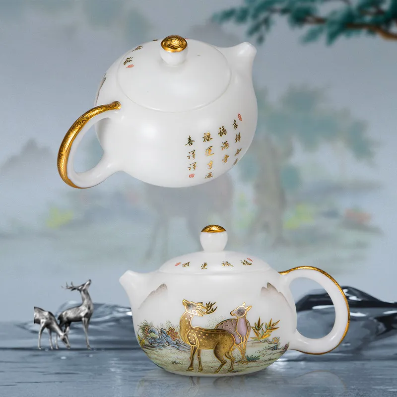 Ice-type ceramic tea set set, teapot, gaiwan teacup, complete gift box for high-end event gifts for leaders and clients