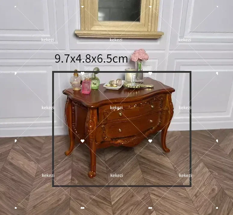 1:12 Poppenhuis Europees Meubilair Decoratieve Miniaturen Scène Mini Gesneden Tafel Stoel Computer Bureau Stoel Meubilair