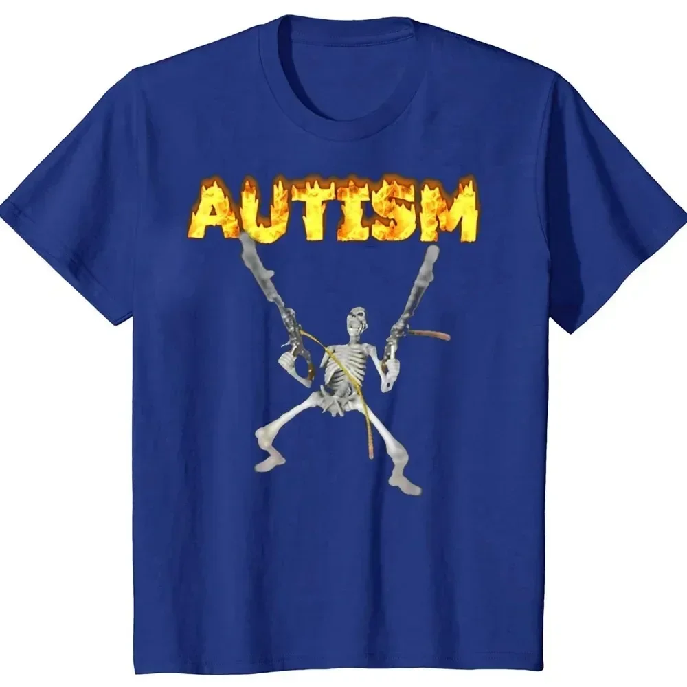 Neurodivergent Autism Awareness Support Graphic Tee Ha Retro Autism Skeleton Funny Men Women T-Shirt lloween Gifts Men Clothes