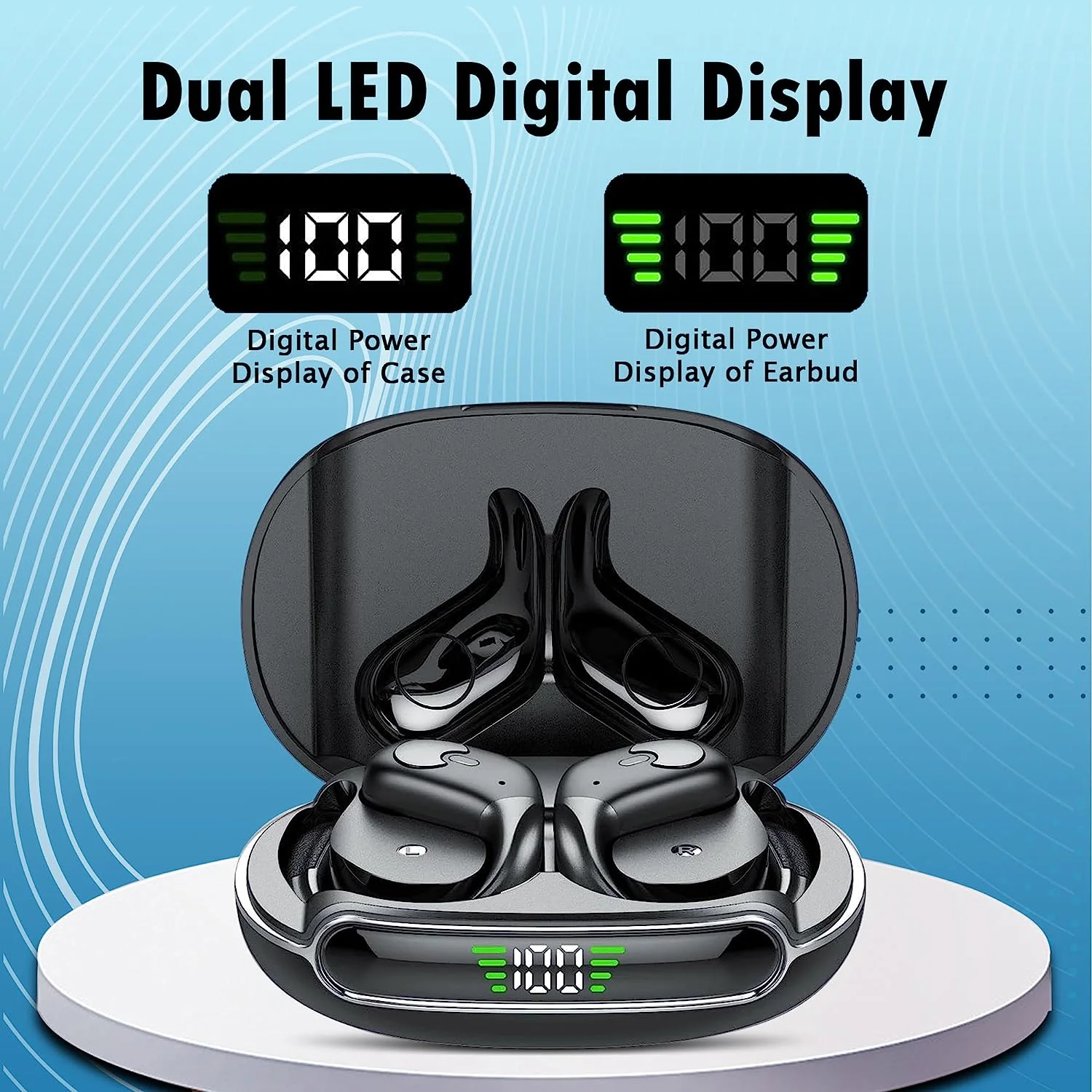 Беспроводные спортивные наушники Bluetooth с цифровым дисплеем, 60 часов