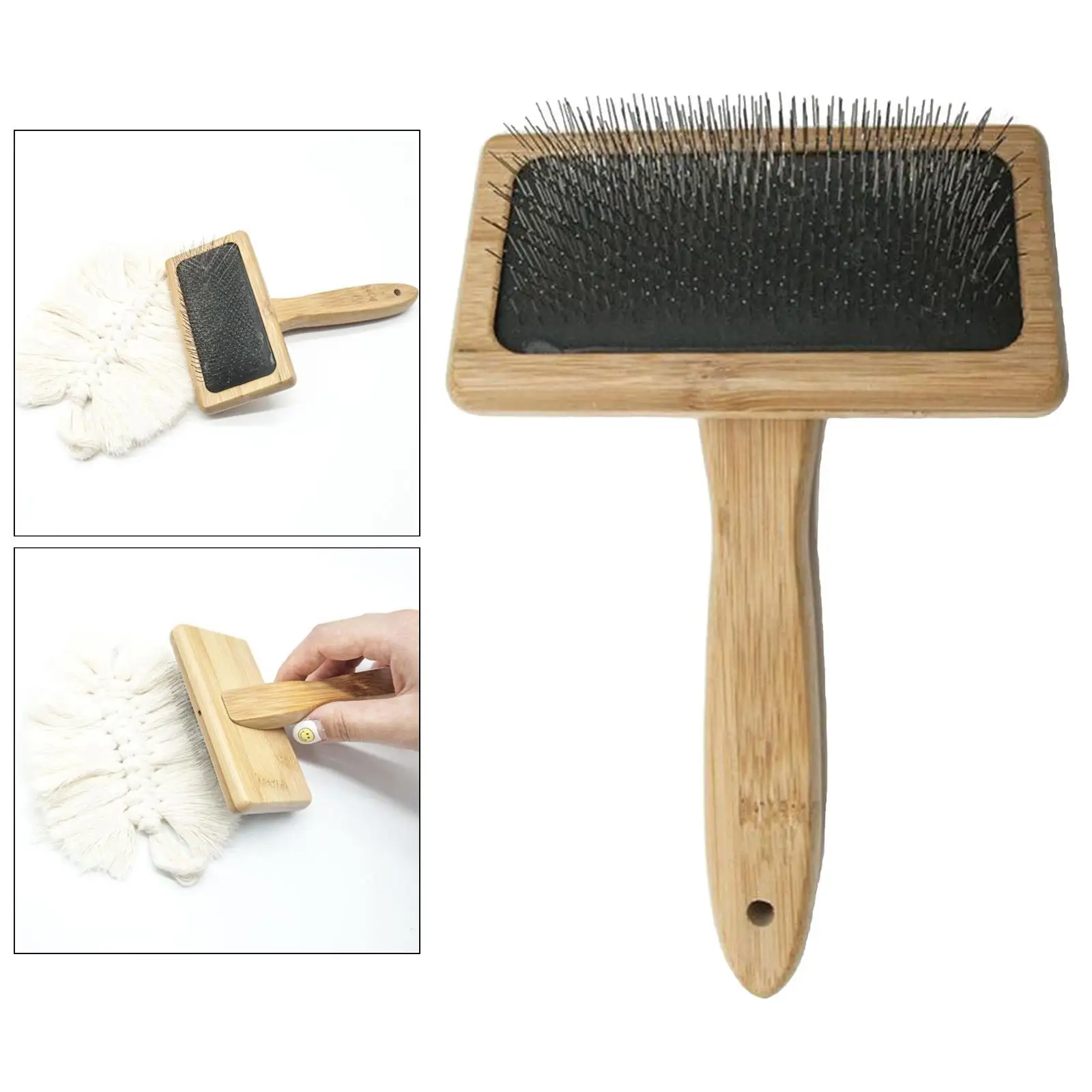 Wooden Slicker Wire Pet Grooming Brush Removes Hair Tangles Universal Cleaning Tool for Cat Dog and Carpet