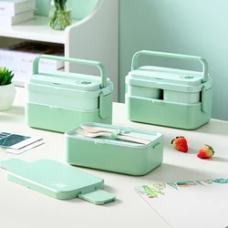 Eco-Friendly Bamboo Fiber Lunch Box Microwave Leakproof Bento Container for School/Office/Picnic Portable Food Storage Container