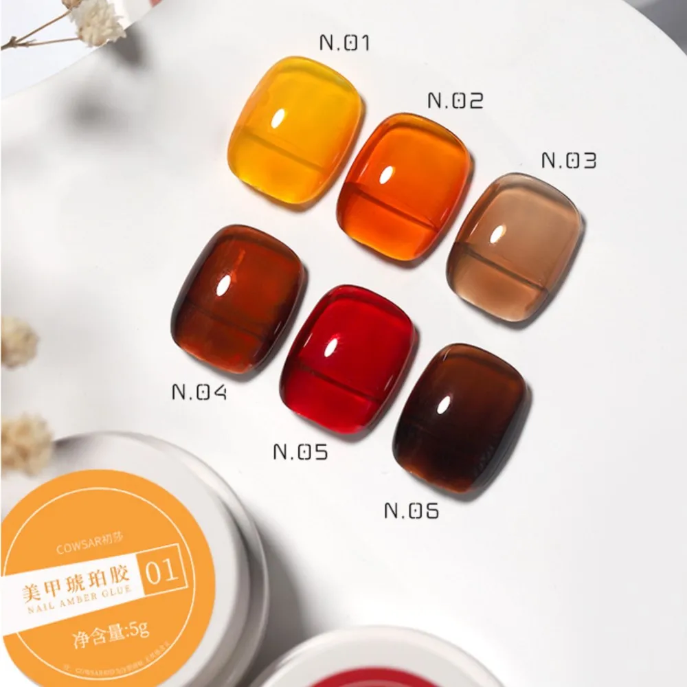 5g/Jar Fall Winter Jelly Gel Nail Polish Amber Crystal Brown Orange Red Painting Gel Polish Manicure Home Salon Nail Art Varnish