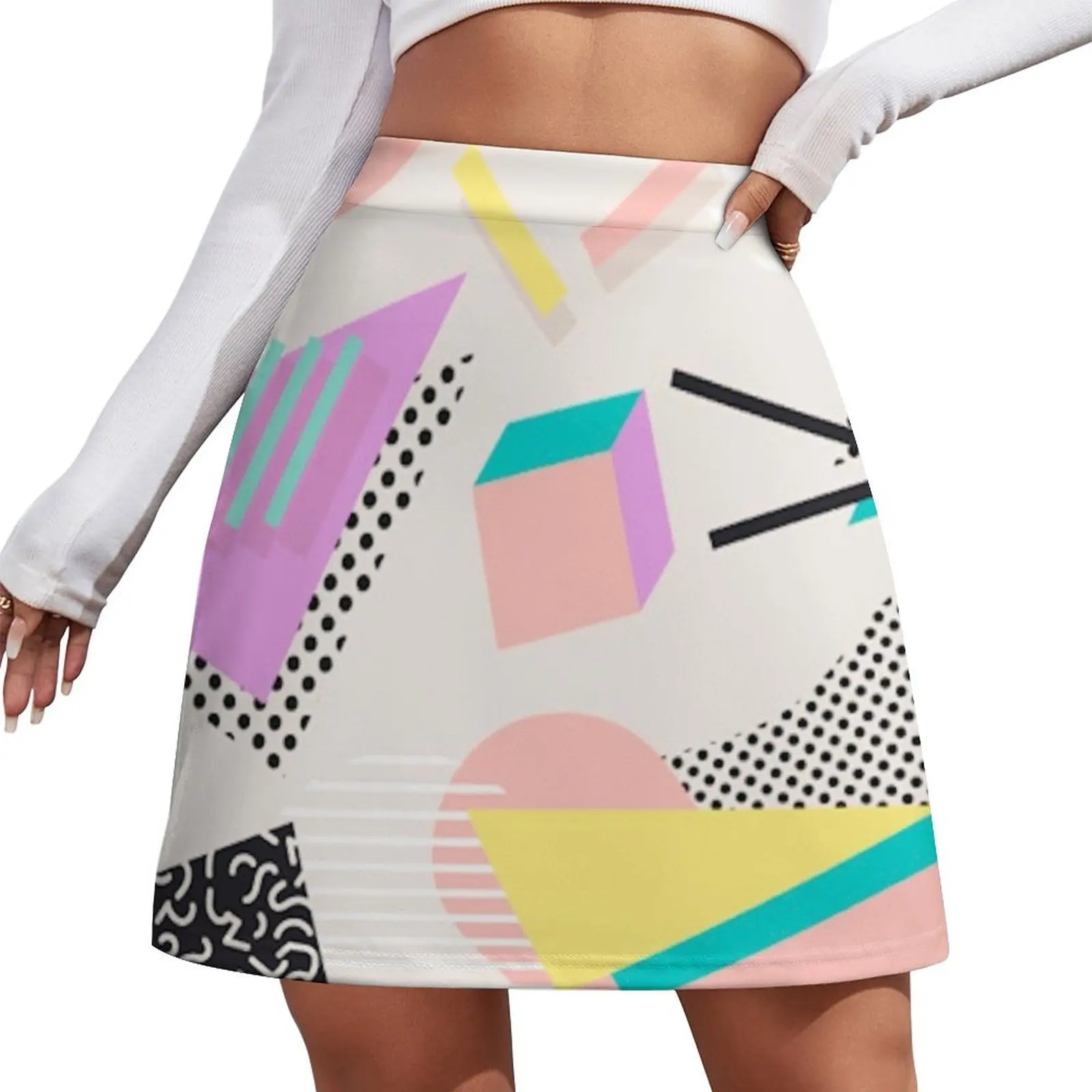 

80s / 90s RETRO ABSTRACT PASTEL SHAPE PATTERN Mini Skirt skirt for women Woman skirt fairy core
