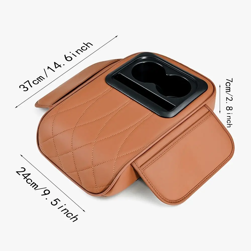 Cojín para reposabrazos de consola central, almohada multifuncional para reposabrazos de coche de cuero PU con portavasos, pieza y accesorios para aumentar la altura