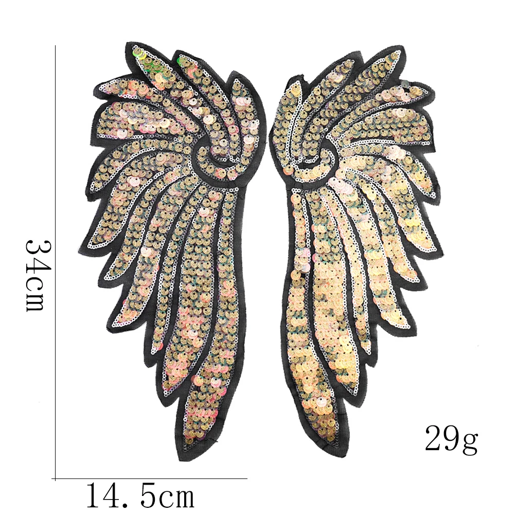 Big Wings Paillette Sequins Patches Iron On Appliques Heat Labels On Clothes DIY Apparel Accessories Patch For Clothing Patches