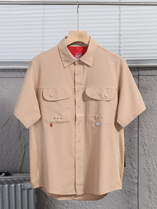 Waterproof Breathable Quick Dry Lightweight Men's Outdoor Short Sleeve Shirt Resistant Polyester Fiber Ammonia Fiber Flip Collar