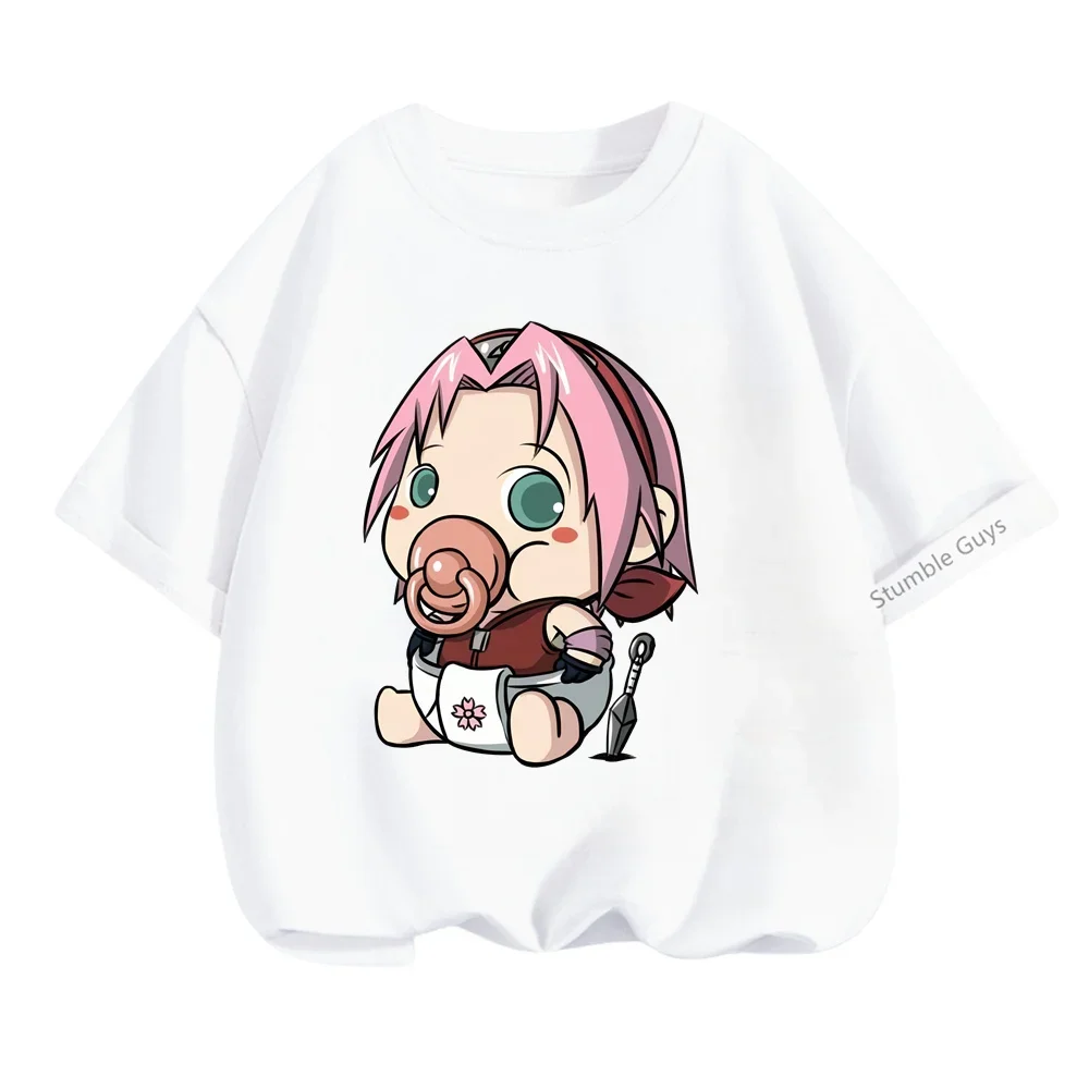 New Kids Naruto T-shirt Knitwear Spring and Autumn Fashion Short-sleeved T-shirt Round Neck Teen Tops Children's T-shirt