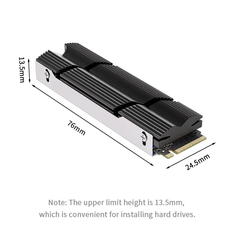 Teucer M.2 NVMe SSD 2280 Aluminium Heatsink met Siliconen Thermische Pad PS5 Solid State Drive Koelaccessoire