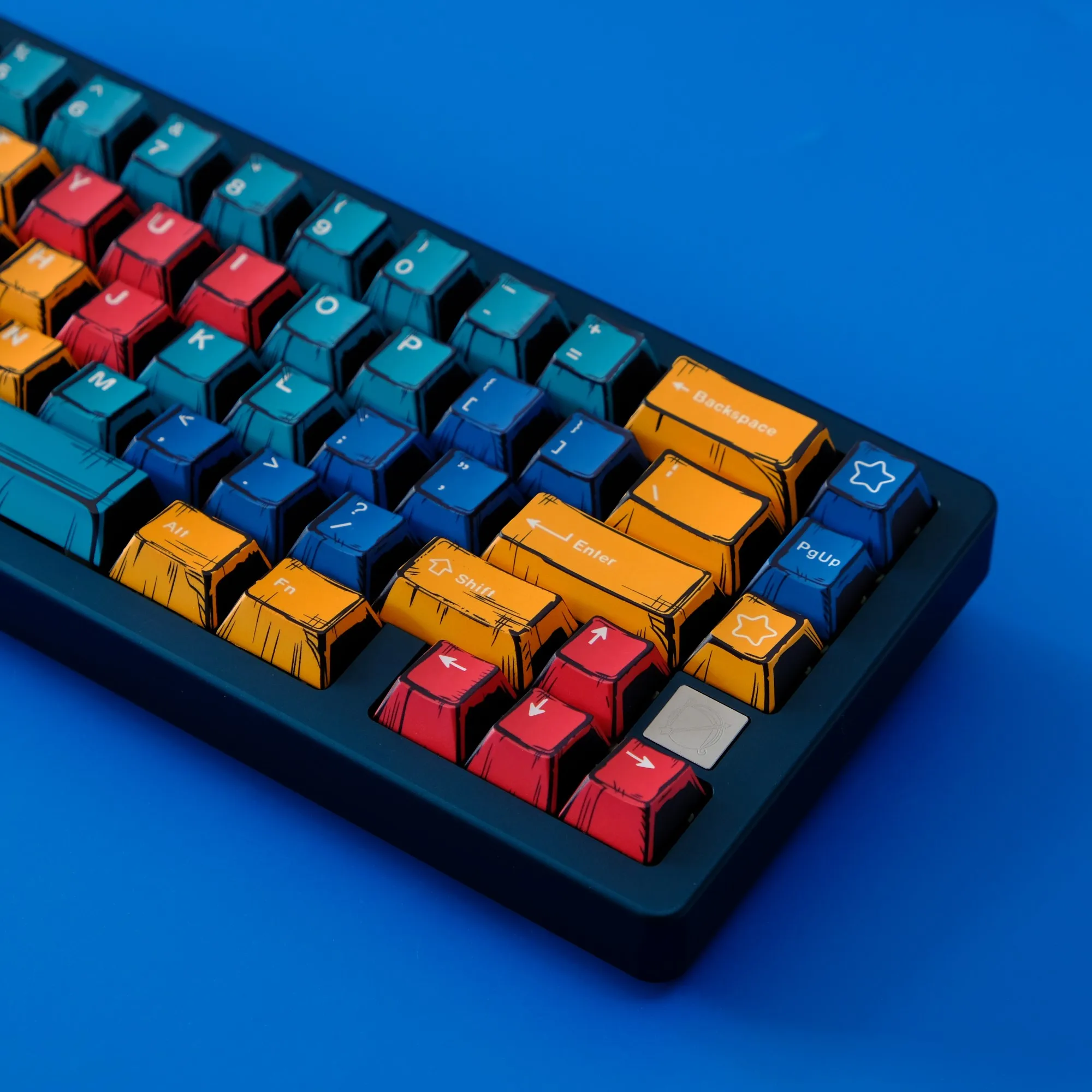 Panel komik Keycap profil Cherry PBT Dye Sub Keycap untuk Gaming mekanik Keyboard Split spasi 6.25u 7u Alice Keyboard