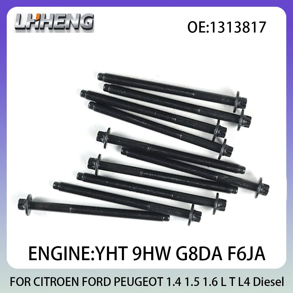 

Engine cylinder head bolts FOR CITROEN FORD PEUGEOT 1.4L 1.5L 1.6L L4 Diesel 1313817 0204A2 020557 1229885 YHT F6JA 9HR 01-22