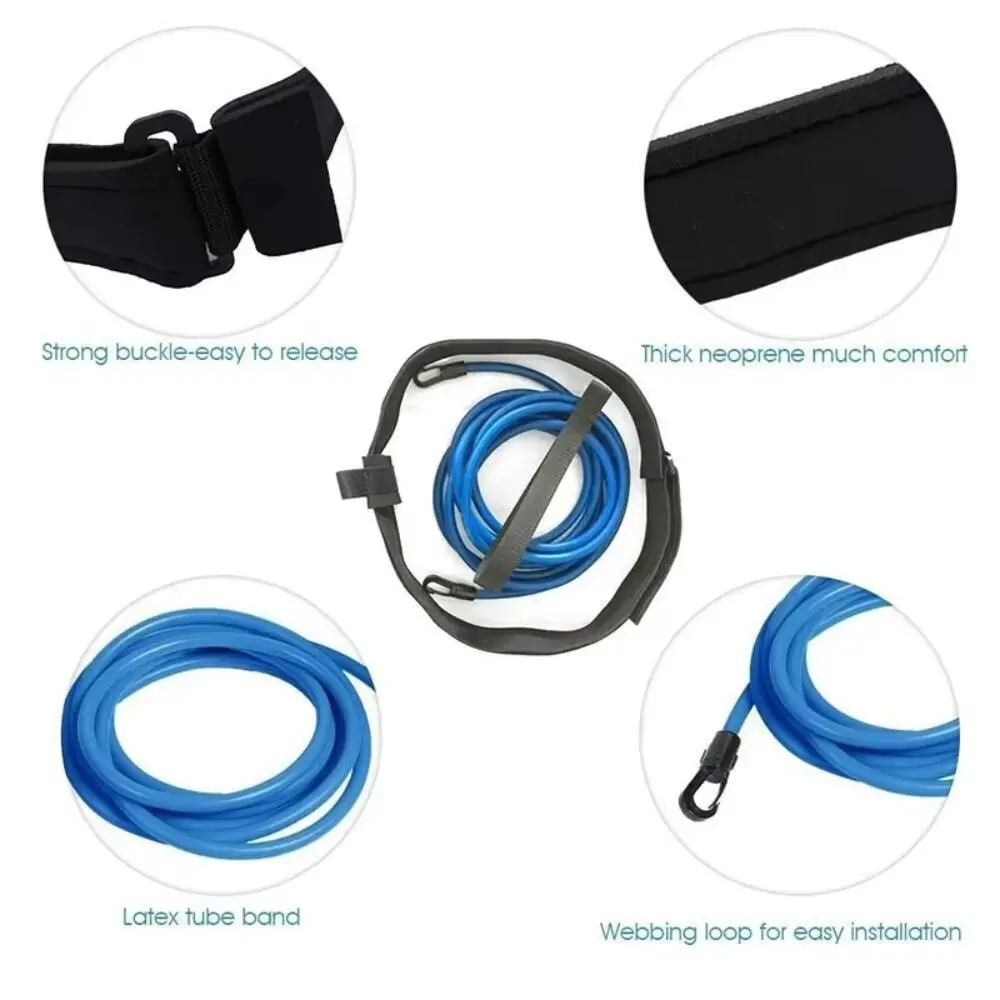 Latex Tubes Swim Training Resistance Belt Adjustable 4M Swimming Bungee Exerciser Swim Tether with Mesh Pocket view 5