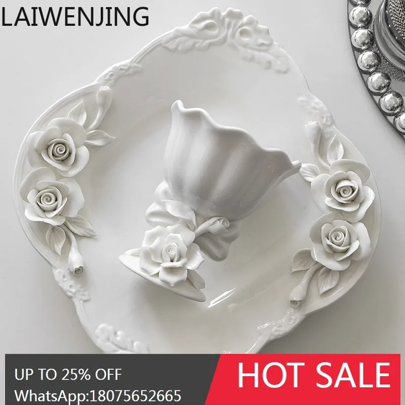 MJY Retro Style Relief Ceramic Hand-Pinched Camellia Cup Household High-End Cup