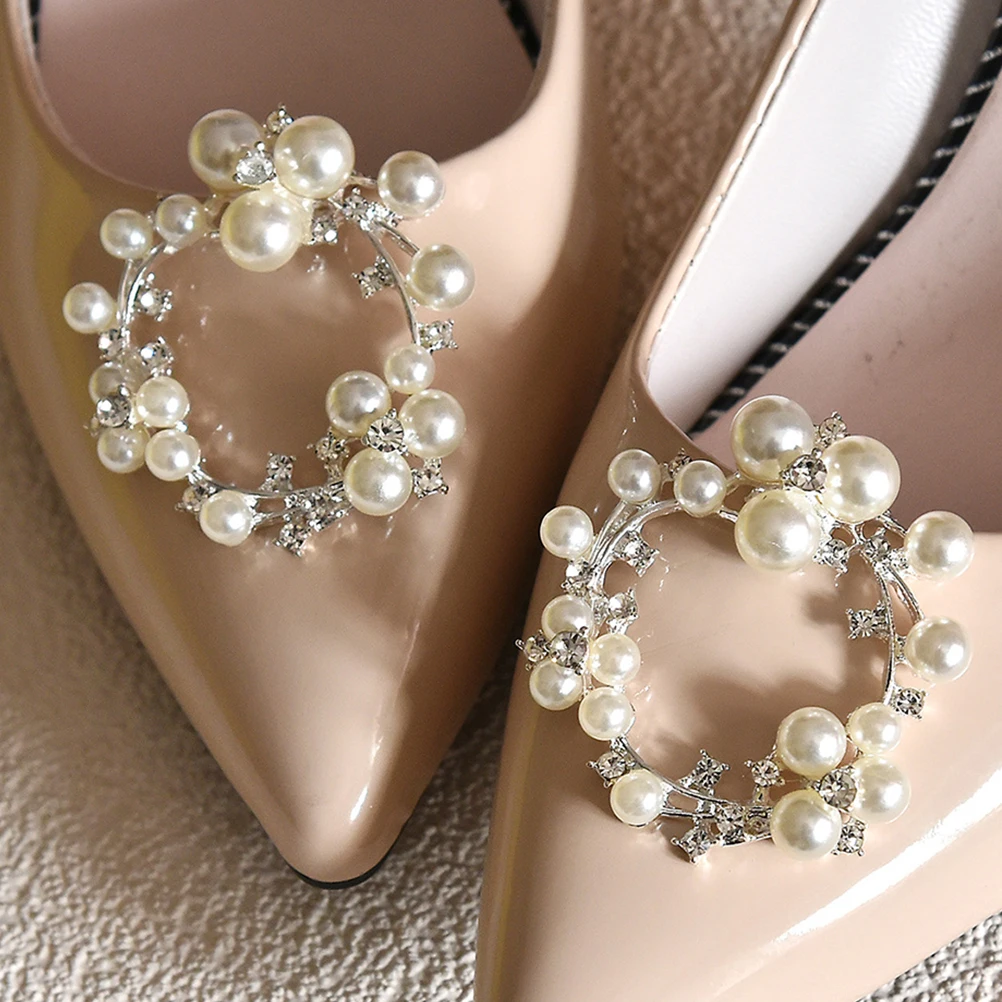 

Pearl High Heels Buckles Rhinestone Clips for Pumps Decorative Shoe Jewelry Bridal Bling Women Shoes Accessories Shoe Rack