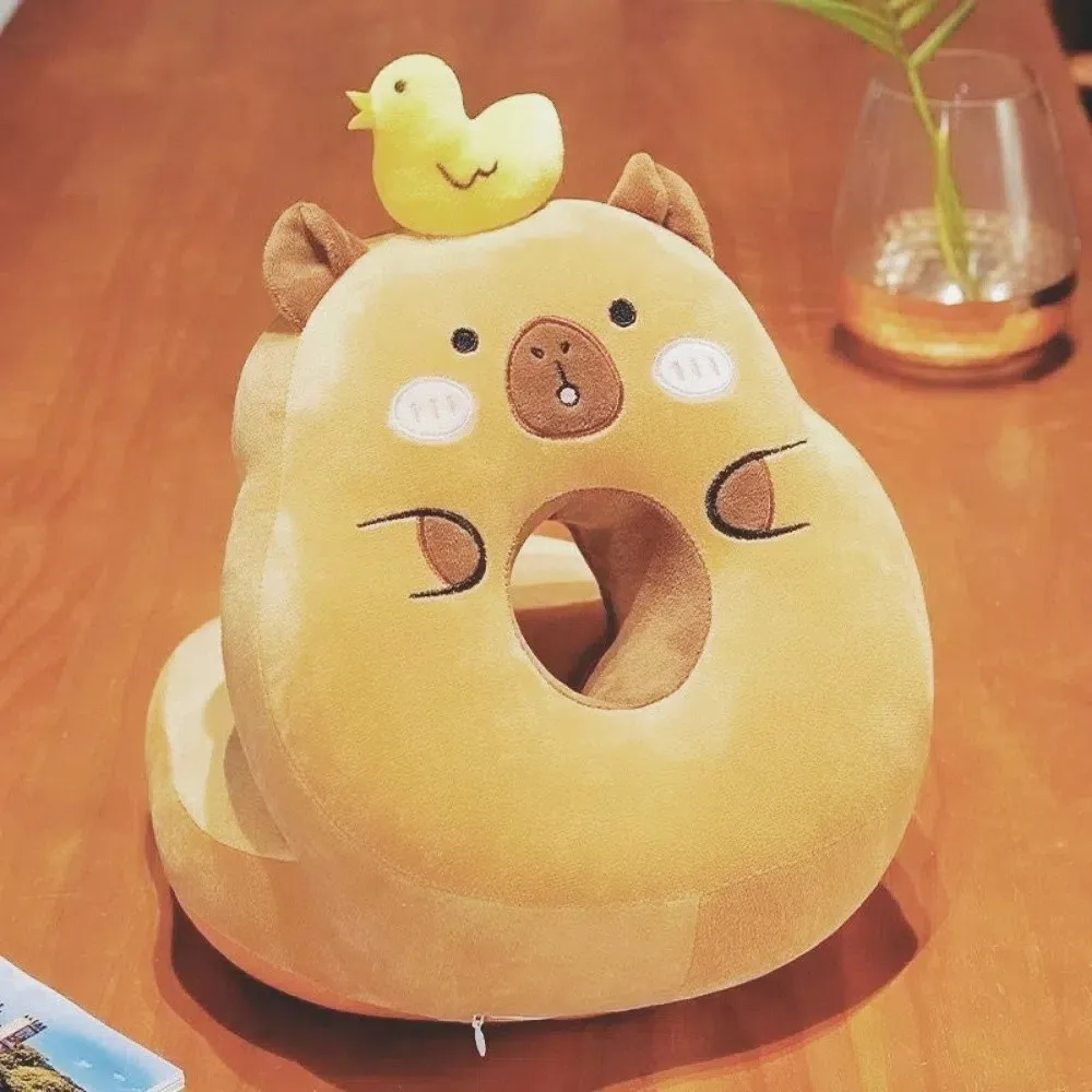 

Double-sided Capybara Office Nap Pillow &Ice Silk Keep Warm Hand Warmer Pillow Hand Hold Stuffed Capybara Neck Pillow Men Women