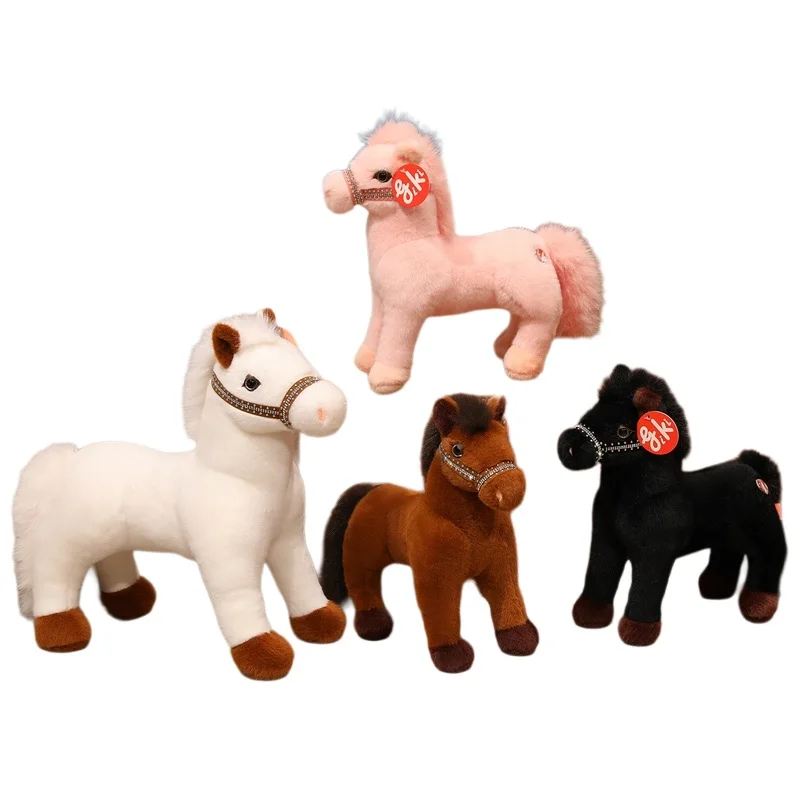 

26-46cm Standing Horse Plush Pillow Stuffed Cartoon Animal Plushie Pink White Black Brown Cushion Birthday Present