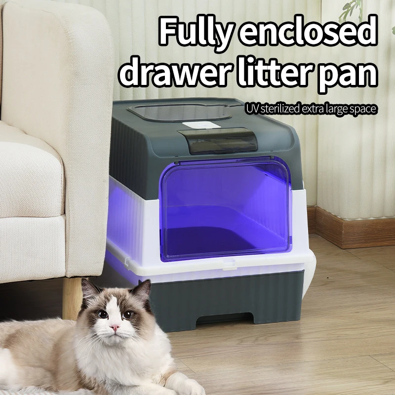 Fully Enclosed Cat Litter Box Ultraviolet Sterilization Drawer Pet Supplies Special Cleaning Anti-Splash Cat Litter Box