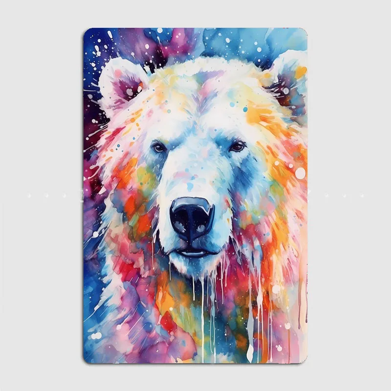 

Polar Bear Watercolor Metal Plaque Metal Plaque Poster Mural Painting Retro Pub Garage Tin Sign Posters
