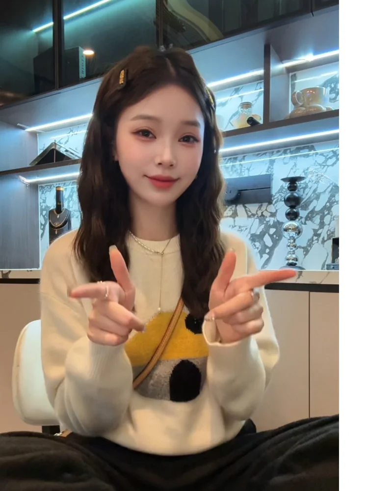 

Faionable Knitted Sweater Women's Autumn Winter Thiened Long Sve round Ne Casual Versatile Base Layer irt