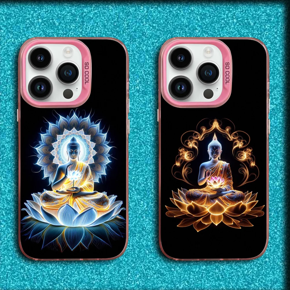 

Buddha Art Pattern Phone Case For iPhone 16,15,14,13,12,11,Mini,Pro,MAX Pink Matte Silicone Cover